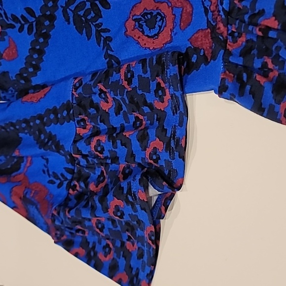 Style & Co. Floral Cable Pattern Pullover Top Blue Red Medium - Picture 5 of 12